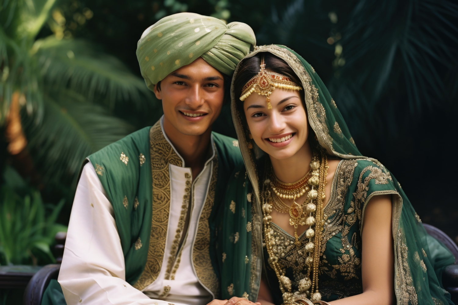 Happy Indian couple at their wedding